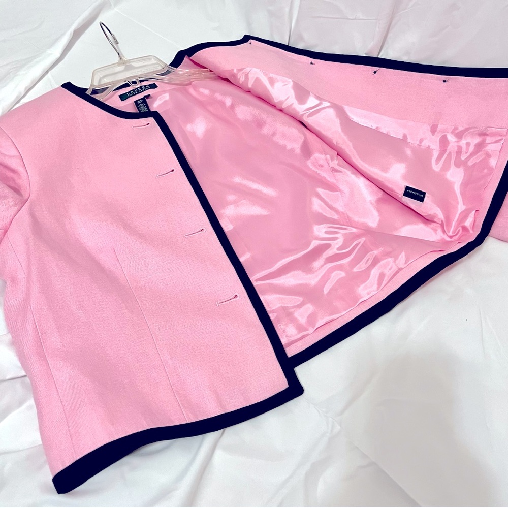 Stunning Pink & Black Ralph Lauren Jacket, Size 10, 100% Linen-Lined, Excel Cond - Picture 11 of 14